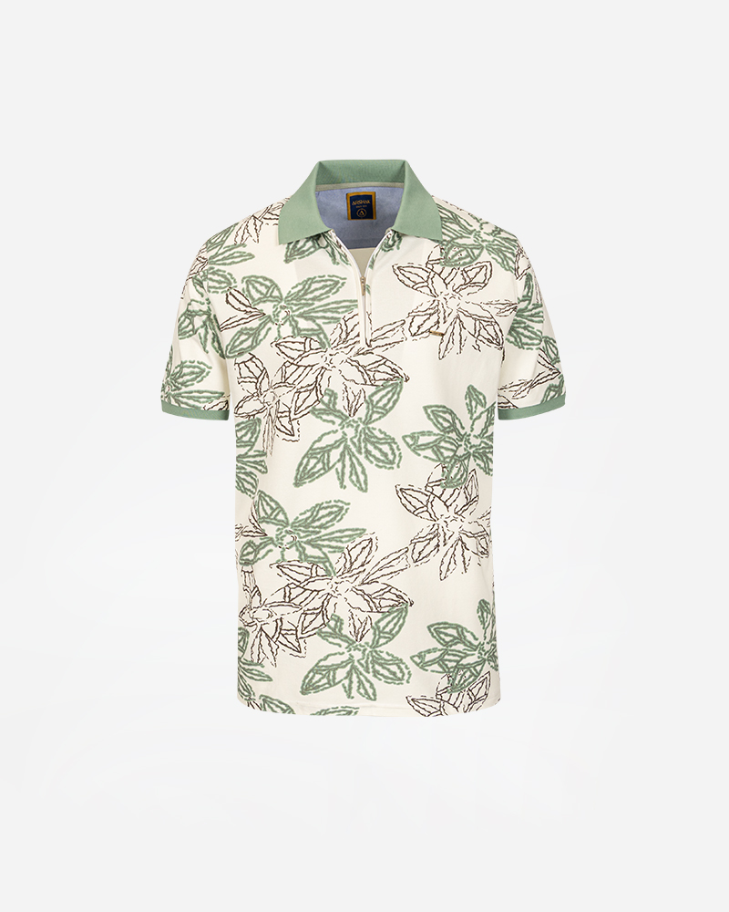 تیشرت نیم زیپ هاوایی سبز