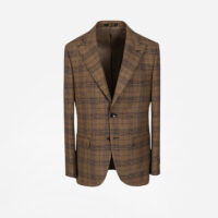 کت دو کمه چهارخانه قهوه ایی