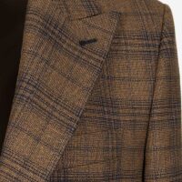 کت دو کمه چهارخانه قهوه ایی