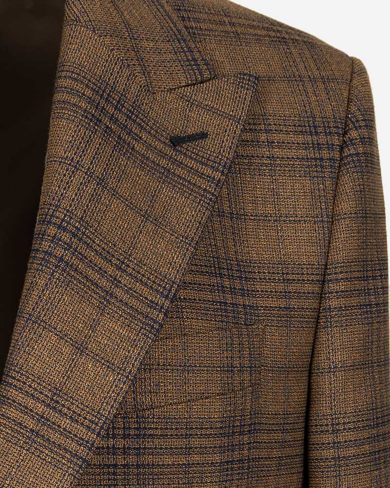 کت دو کمه چهارخانه قهوه ایی